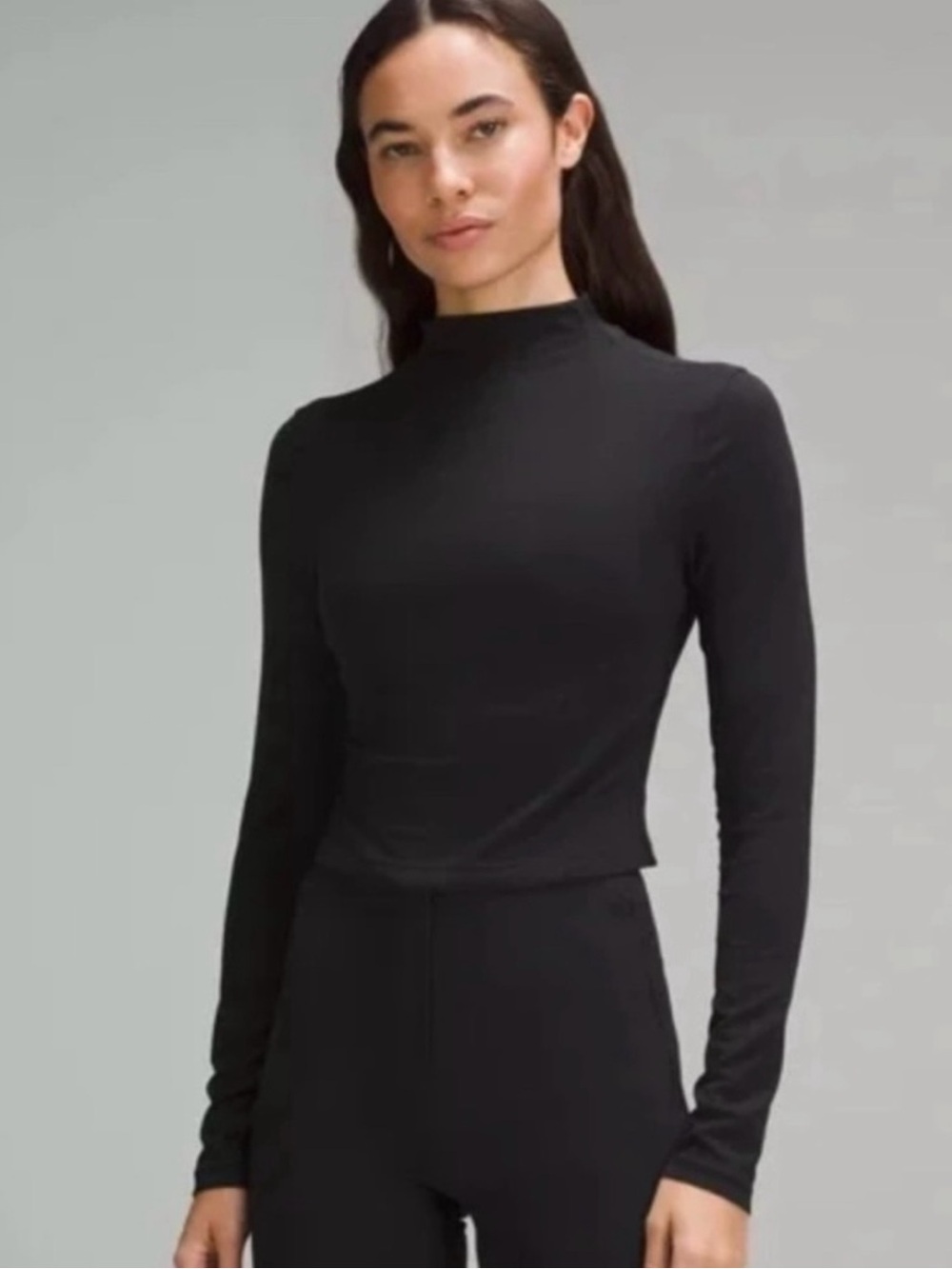 Lululemon All Aligned Mock Neck Long Sleeve Shirt, Black, Size: 8